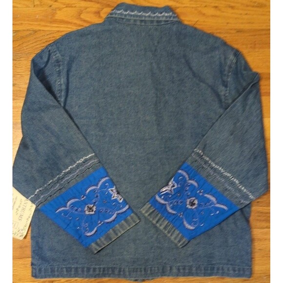 Vtg NWT Tantrums Blue Denim Jacket/Shirt LS Button Front Trim Women's Sz M New - Picture 10 of 11
